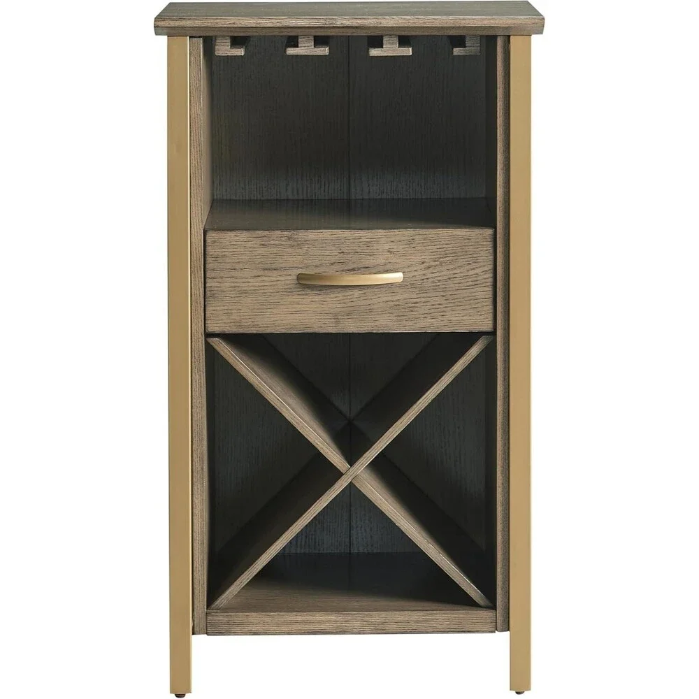 Leick Home 9500-DN Leah Mini Bar Cabinet for Stemware and Bottle Storage,